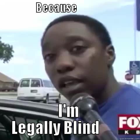                BECAUSE                             I'M LEGALLY BLIND          Misc