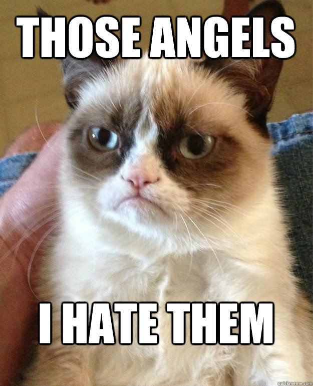 Those angels I hate them  Grumpy Cat