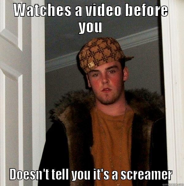 WATCHES A VIDEO BEFORE YOU DOESN'T TELL YOU IT'S A SCREAMER Scumbag Steve