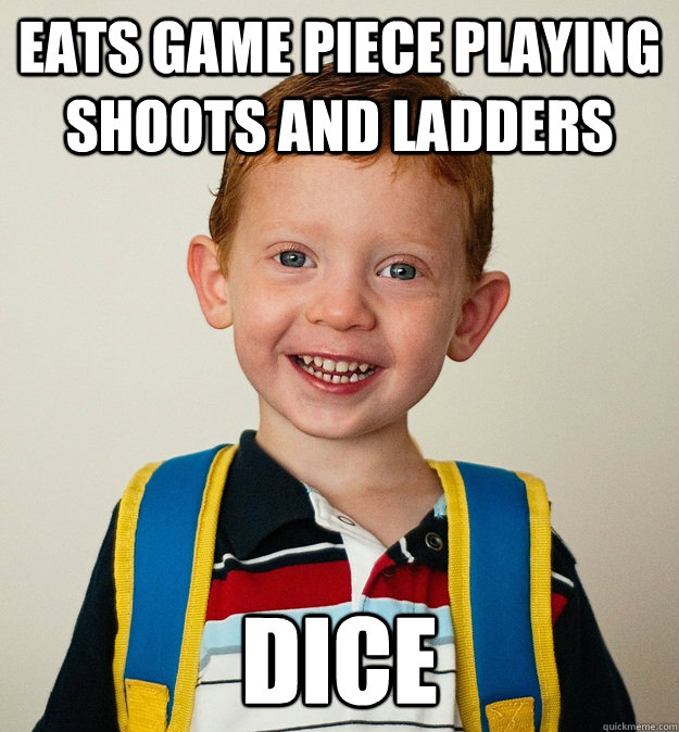 Eats game piece playing Shoots And Ladders  Dice - Eats game piece playing Shoots And Ladders  Dice  Pre-School Freshman