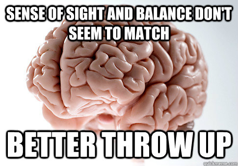 Sense of sight and balance don't seem to match Better throw up  Scumbag Brain