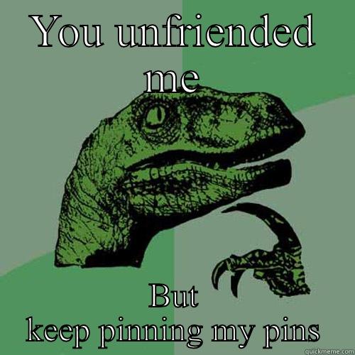 YOU UNFRIENDED ME BUT KEEP PINNING MY PINS Philosoraptor