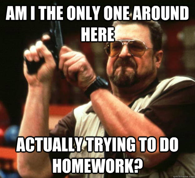 am I the only one around here actually trying to do homework?  Angry Walter