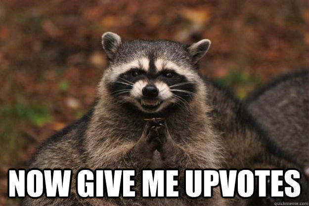  Now give me upvotes  Evil Plotting Raccoon