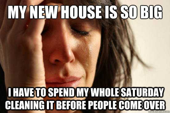 My new house is so big  I have to spend my whole Saturday Cleaning it before people come over  First World Problems