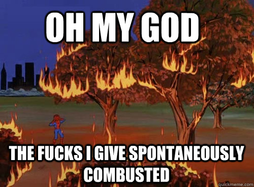 Oh MY GOD The fucks I Give spontaneously Combusted  