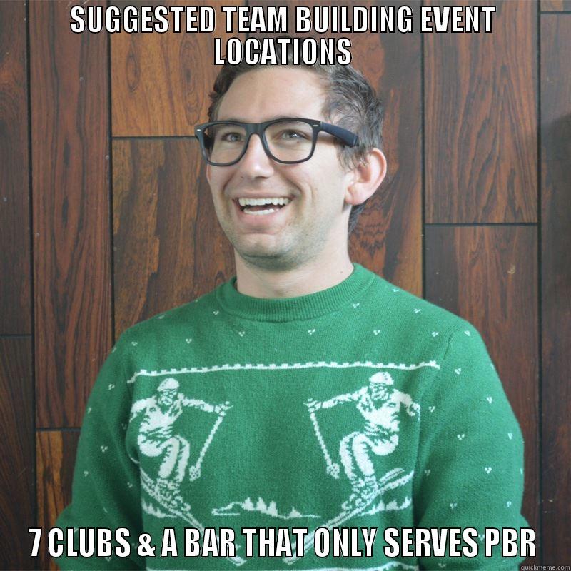 SUGGESTED TEAM BUILDING EVENT LOCATIONS 7 CLUBS & A BAR THAT ONLY SERVES PBR Misc