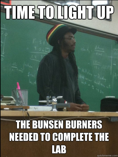 TIme to light up the bunsen burners needed to complete the lab  Rasta Science Teacher