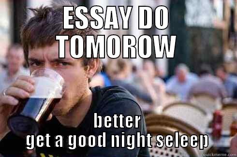 ESSAY DO TOMOROW BETTER GET A GOOD NIGHT SELEEP Lazy College Senior