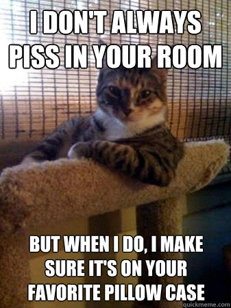 I don't always piss in your room but when I do, I make sure it's on your favorite pillow case  The Most Interesting Cat in the World