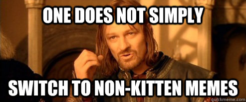 One does not simply switch to non-kitten memes  One Does Not Simply