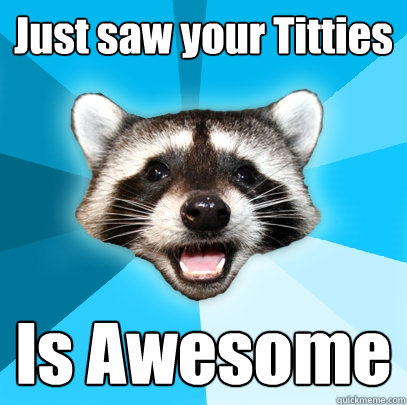 Just saw your Titties Is Awesome  Lame Pun Coon