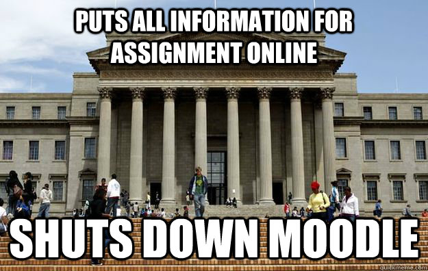 Puts all information for assignment online Shuts down moodle - Puts all information for assignment online Shuts down moodle  Misc