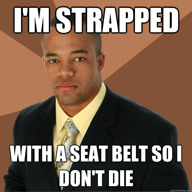 i'm strapped  with a seat belt so i don't die  Successful Black Man