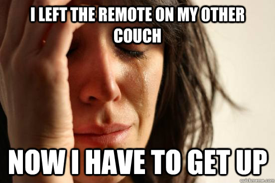 I left the remote on my other couch now i have to get up  First World Problems