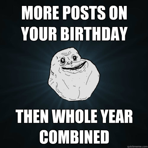 More posts on your birthday then whole year combined  Forever Alone