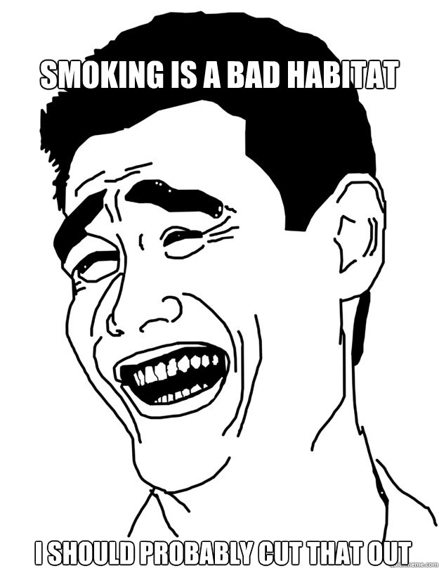Smoking is a bad habitat  I should probably cut that out  yao ming face