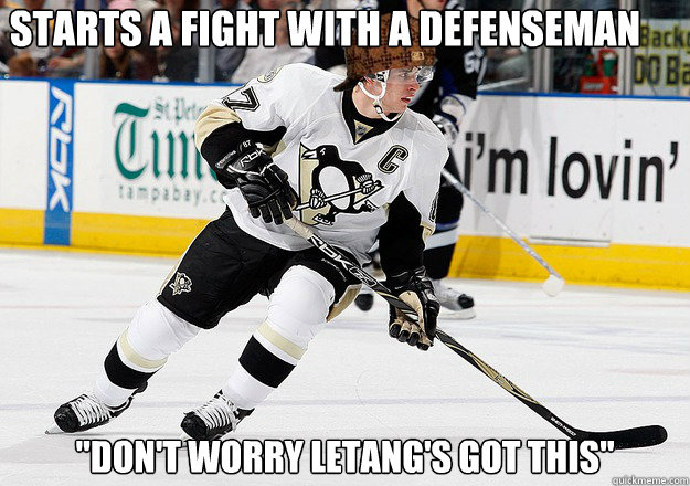 Starts a fight with a defenseman 