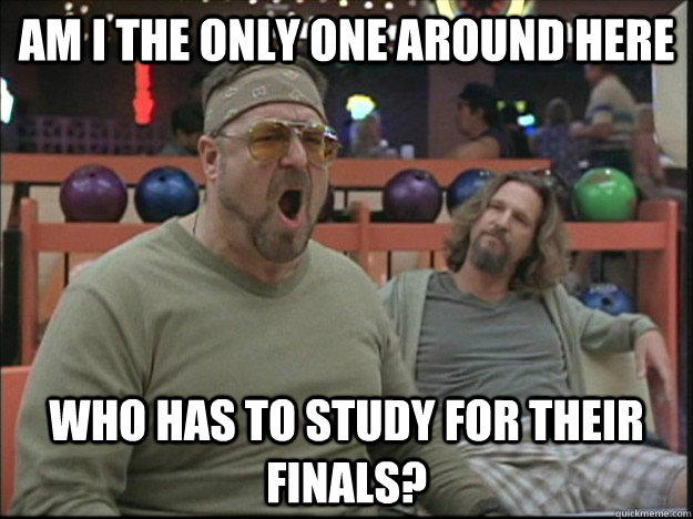 am i the only one around here who has to study for their finals? - am i the only one around here who has to study for their finals?  Misc