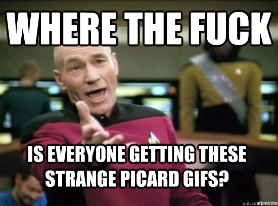 Where the fuck is everyone getting these strange picard gifs?  Annoyed Picard HD