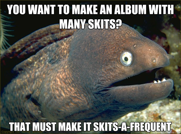 You want to make an album with many skits? That must make it skits-a-frequent  Bad Joke Eel