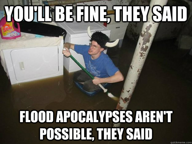 you'll be fine, they said flood apocalypses aren't possible, they said - you'll be fine, they said flood apocalypses aren't possible, they said  Laundry viking