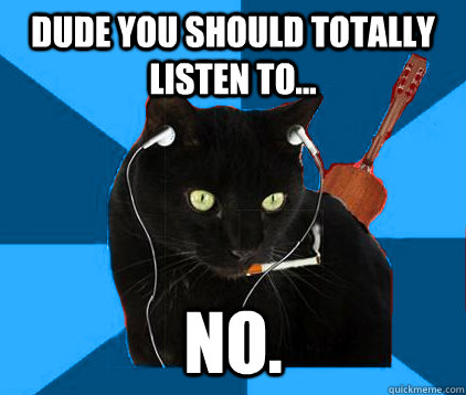 dude you should totally listen to... NO.  Socially Awkward Berklee Cat