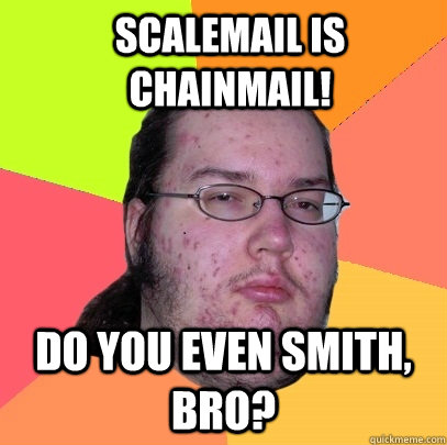 Scalemail is Chainmail! Do you even smith, bro?  Butthurt Dweller