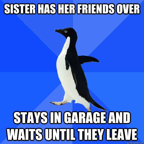 Sister has her friends over Stays in garage and waits until they leave  Socially Awkward Penguin