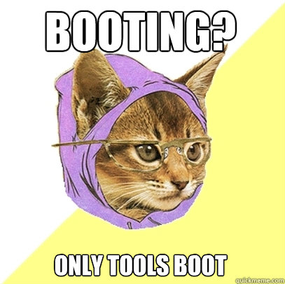 Booting? Only tools boot  Hipster Kitty