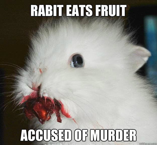rabit eats fruit accused of murder  Murder Bunny