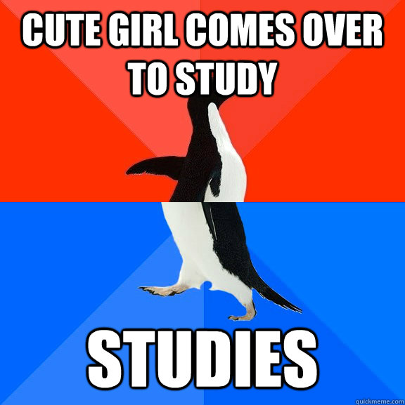 Cute girl comes over to study Studies  Socially Awesome Awkward Penguin