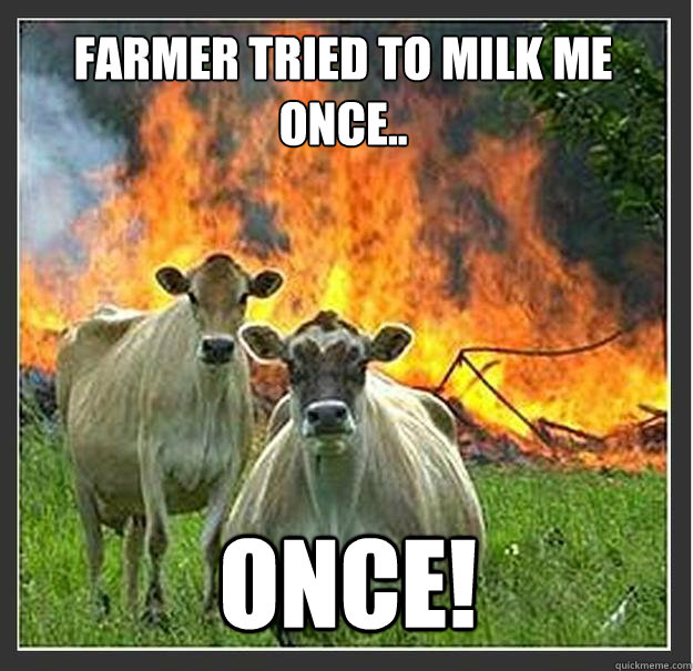 Farmer tried to milk me once.. ONCE! - Farmer tried to milk me once.. ONCE!  Evil cows