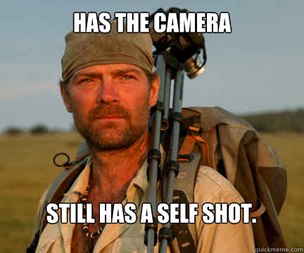 Has the camera Still has a self shot.  Good Guy Les Stroud