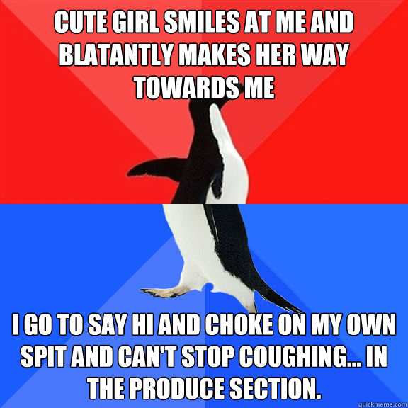 Cute girl smiles at me and blatantly makes her way towards me I go to