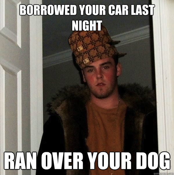 borrowed your car last night ran over your dog  