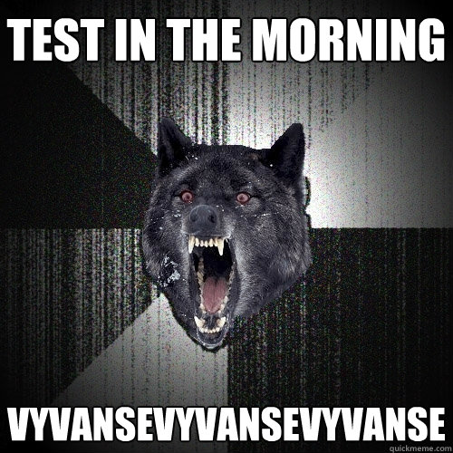 test in the morning vyvansevyvansevyvanse  Insanity Wolf