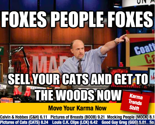 Foxes people foxes sell your cats and get to the woods now - Foxes people foxes sell your cats and get to the woods now  Mad Karma with Jim Cramer