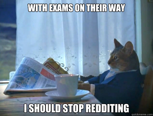With exams on their way I should stop redditing  The One Percent Cat