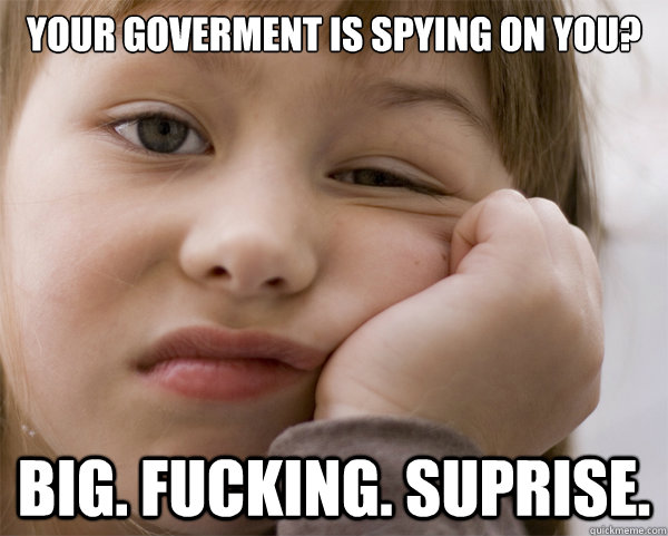 Your goverment is spying on you?  Big. Fucking. Suprise. - Your goverment is spying on you?  Big. Fucking. Suprise.  Not Surprised Foreign