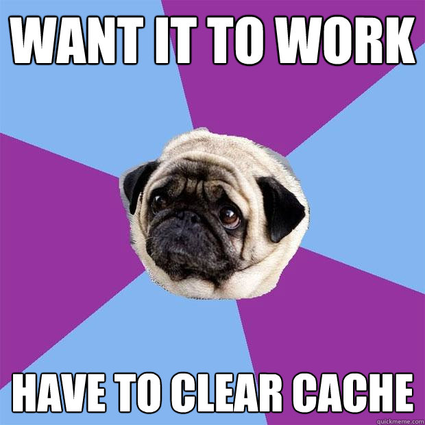 Want it to work have to clear cache - Want it to work have to clear cache  Lonely Pug
