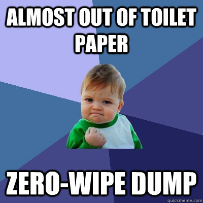 Almost out of toilet paper zero-wipe dump - Almost out of toilet paper zero-wipe dump  Success Kid