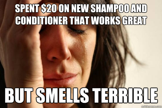 Spent $20 on new shampoo and conditioner that works great but smells terrible  First World Problems