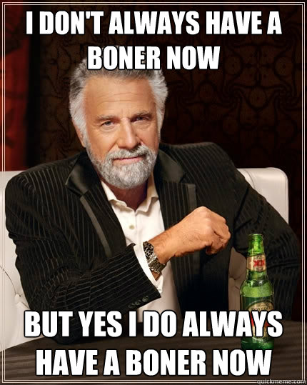 i don't always have a boner now but yes i do always have a boner now  The Most Interesting Man In The World