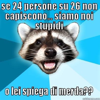 SE 24 PERSONE SU 26 NON CAPISCONO... SIAMO NOI STUPIDI O LEI SPIEGA DI MERDA?? Lame Pun Coon