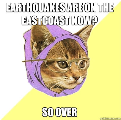 Earthquakes are on the eastcoast now? So over  Hipster Kitty