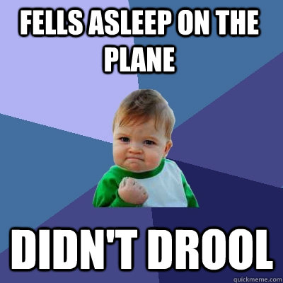 Fells asleep on the plane Didn't drool  Success Kid