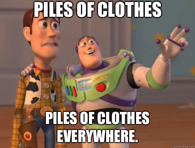 Piles of clothes Piles of clothes everywhere.  Toy Story
