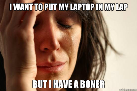 I want to put my laptop in my lap But I have a boner  First World Problems