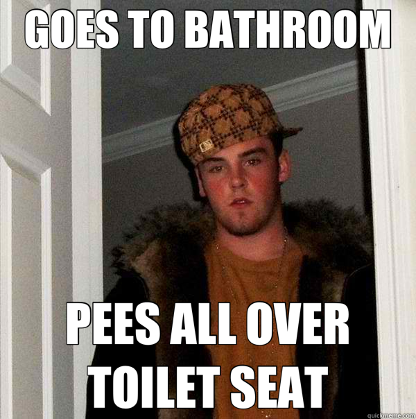 GOES TO BATHROOM PEES ALL OVER TOILET SEAT  Scumbag Steve